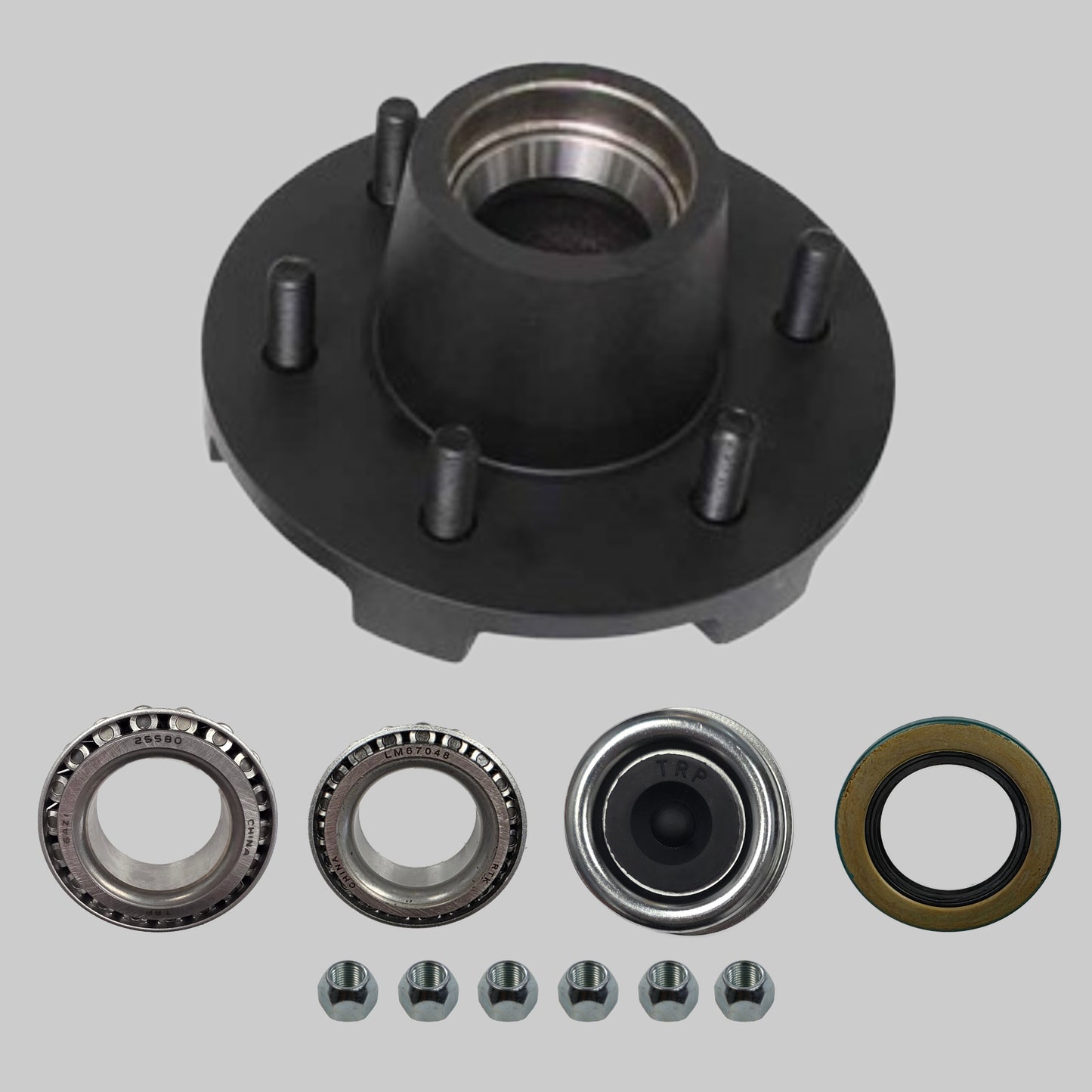 Idler Hub Assembly for 5,000 lb Axles - 6 on 5 1/2 1/2 - 1/2" Studs - 2 1/8" Seals