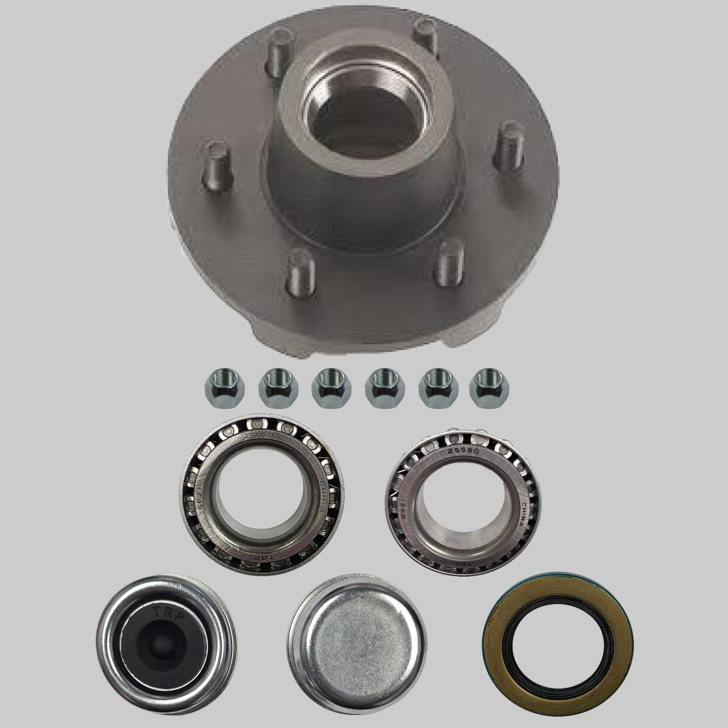 Idler Hub Assembly for 6,000 lb Axles - 6 on 5 1/2 1/2 - 1/2" Studs - 2 1/8" Seals