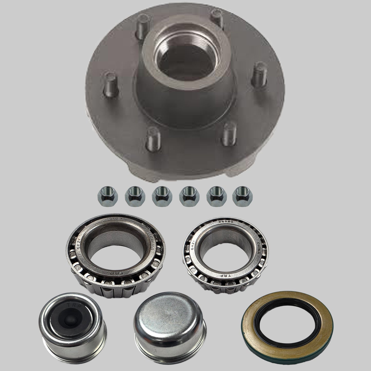 Idler Hub Assembly for 6,000 lb Axles - 6 on 5 1/2 1/2 - 1/2" Studs - 2 1/8" Seals