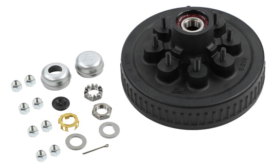 Dexter® Complete Pre-Greased Hub-Drum Assembly, Retail Boxed, #42 Spindle, E-Z Lube® or Grease Lube, Lube, 5.2K-7K Capacity Per Pair, 8 on 6.5" Bolt Pattern, 1/2" Studs, Pregreased