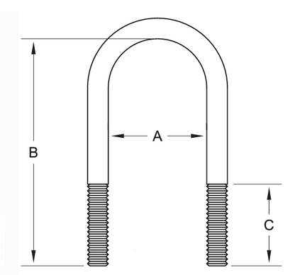 1.75" U-Bolt with nuts - 4.29 Long - 1/2"-20